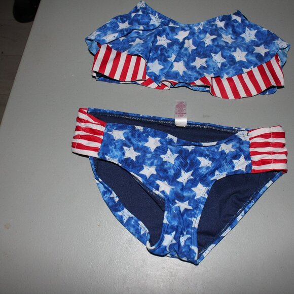 Blue & Red 2 Pcs Justice Bikini Swimsuit Size 12 - Picture 1 of 10